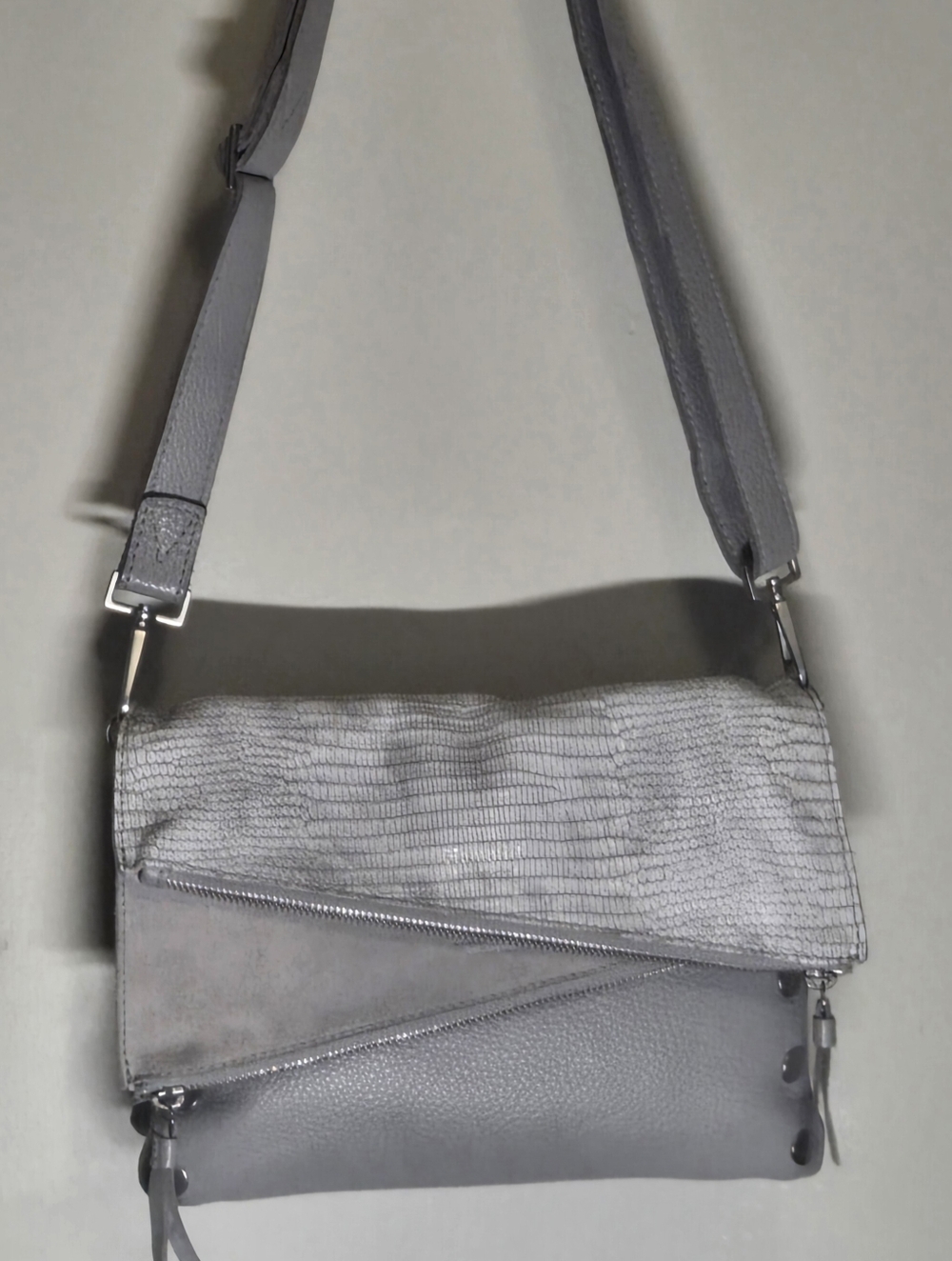 Gray Textured Crossbody Bag
